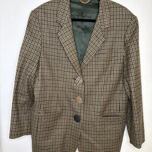 Vintage 1990’s Moschino Couture Women's Brown Plaid Single-Breasted Blazer